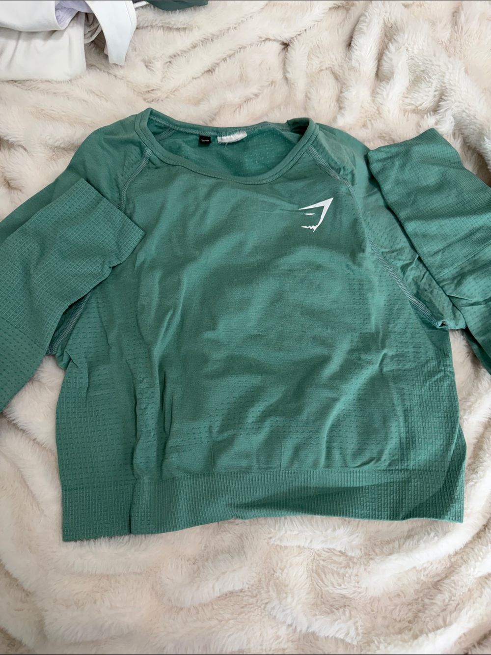 Gymshark Women's Long Sleeve Seamless Workout Top in Teal Green